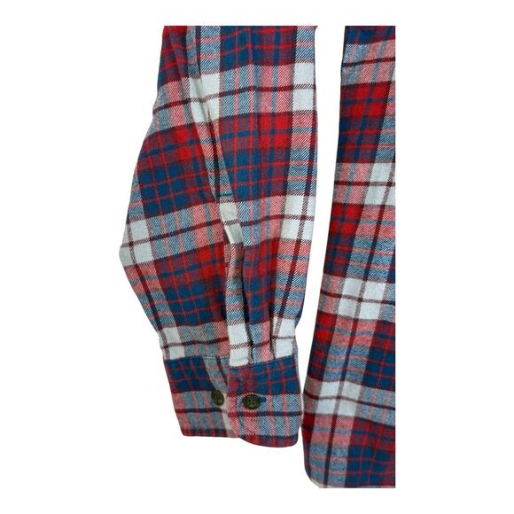 Vintage Big Mac Flannel Shirt Mens L Red Blue Plaid Outdoors Camping Barn Chore - Picture 4 of 13